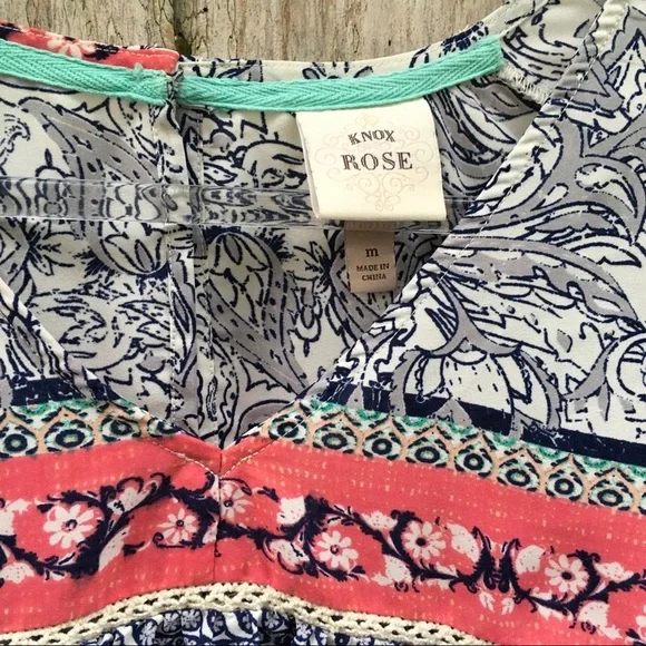 Knox Rose Boho Farmhouse Floral Blouse Medium - Picture 3 of 5